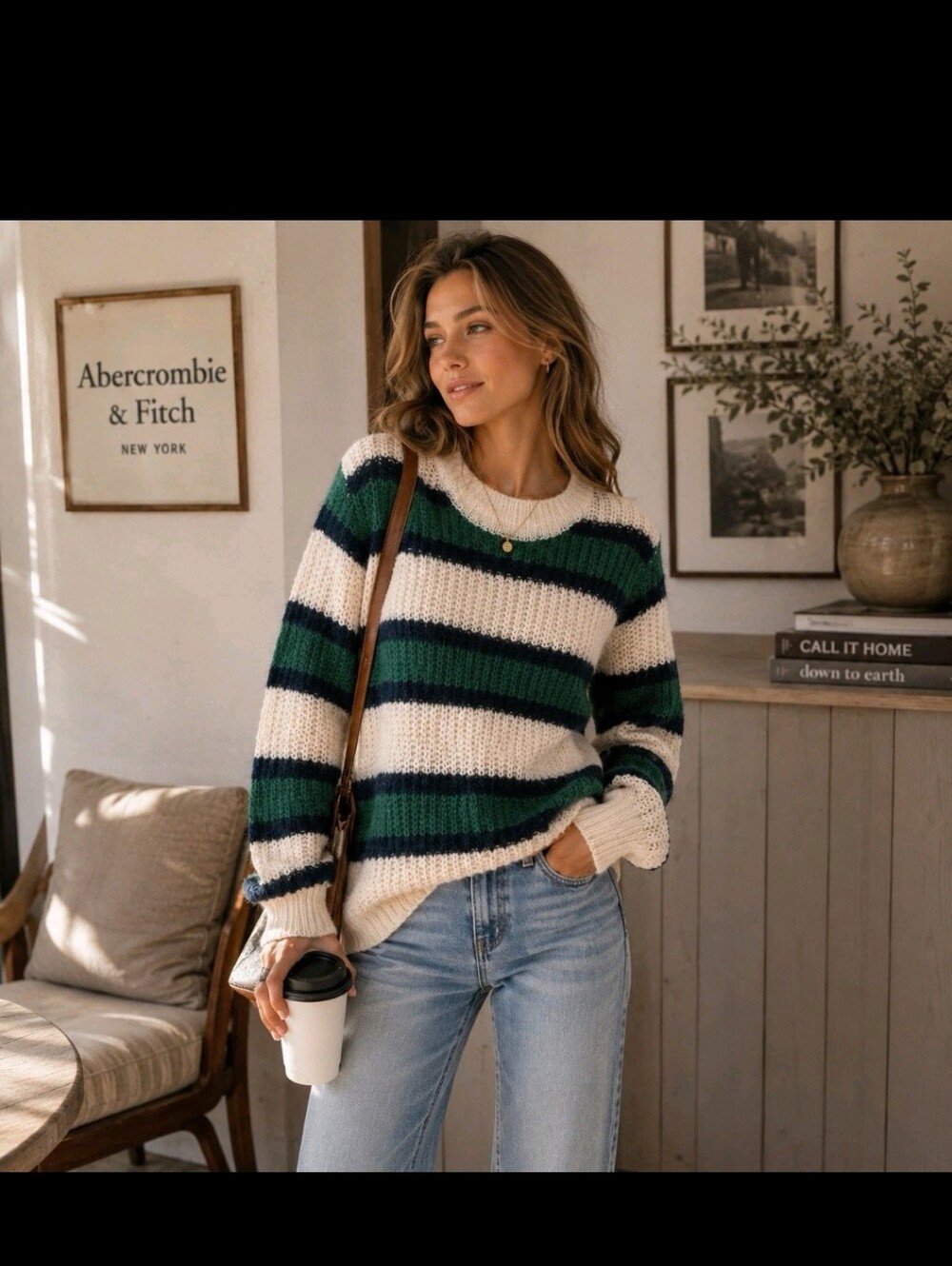 Abercrombie & Fitch Alpaca Wool Blend Striped Sweater Small